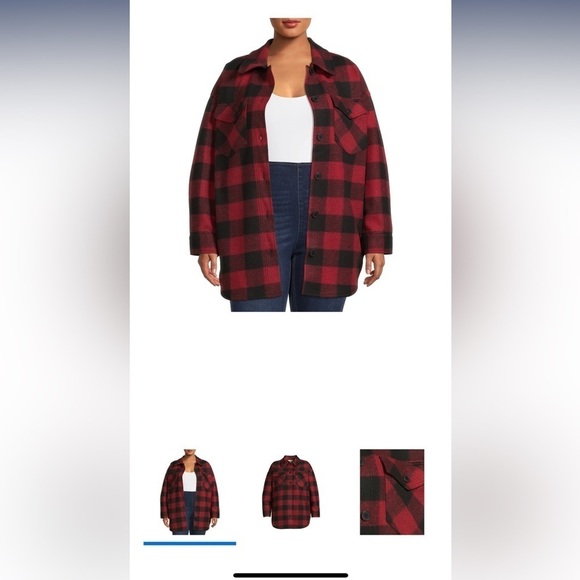 Terra & Sky Jackets & Blazers - Red black buffalo‎ plaid Shacket plus 0x new